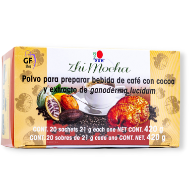 Café con Cocoa Adicionado con Ganoderma Lucidum Zhi Mocha DXN 20 Sobres
